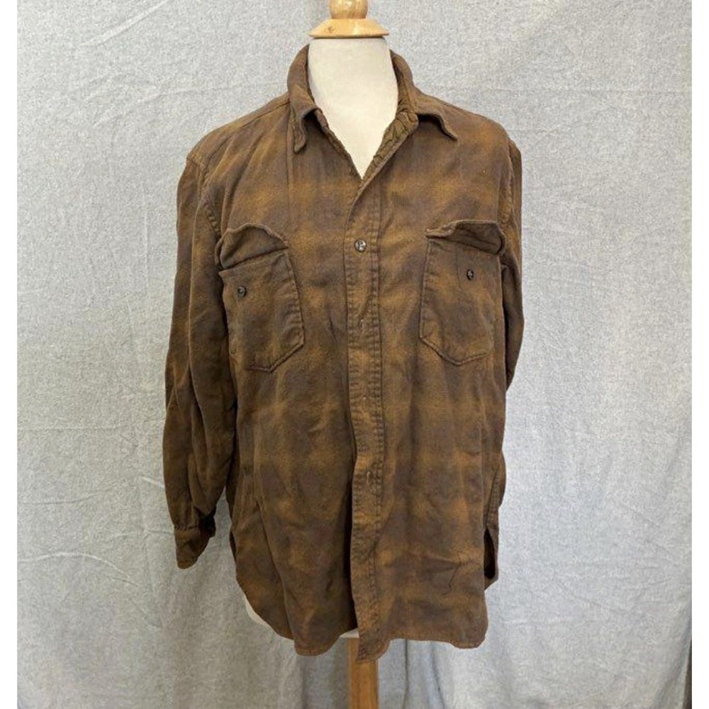 Pendleton 17 1/2 XL Brown Wool Flannel Button-Up Shirt Jacket Pockets
